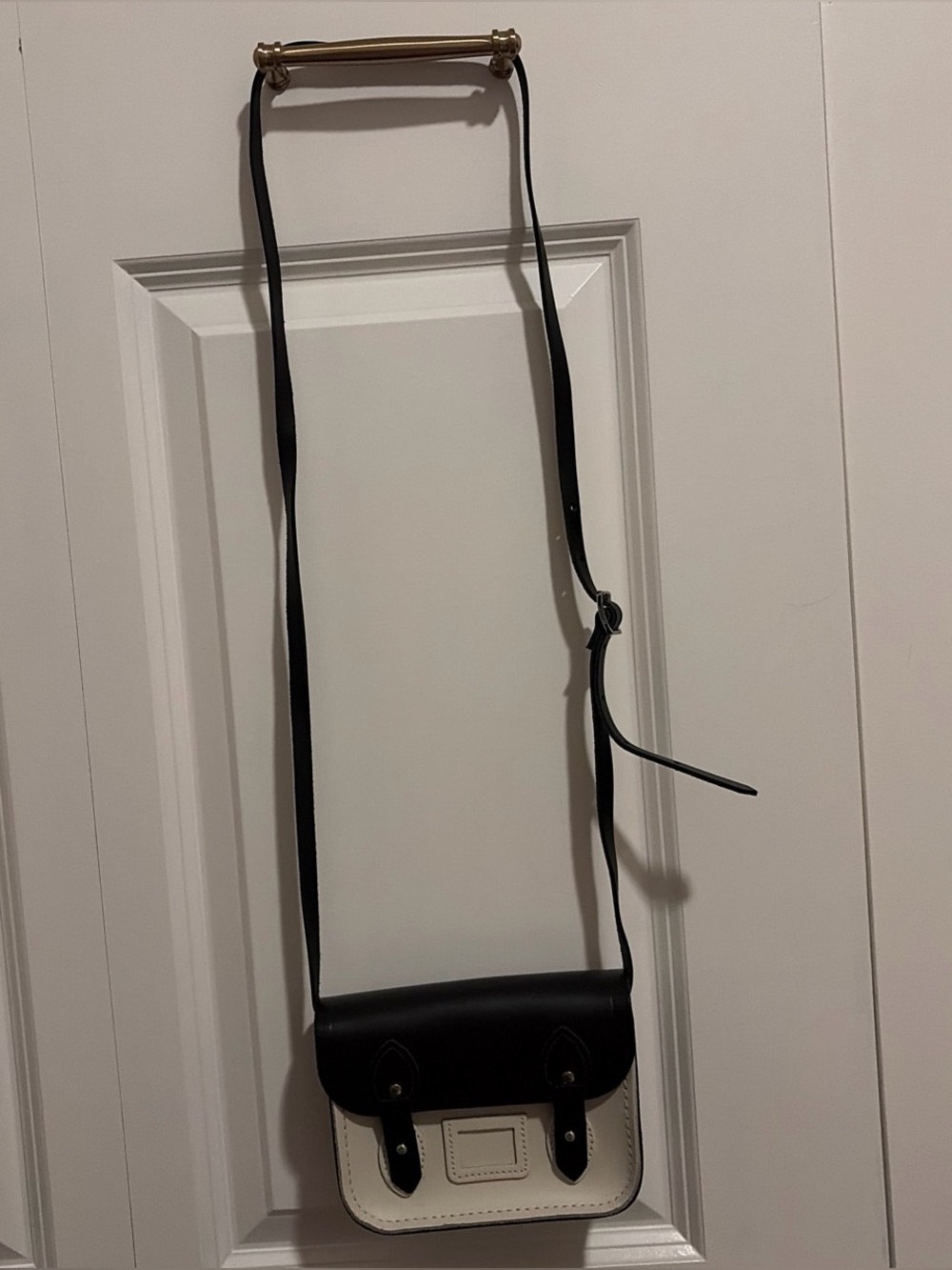 Leather Black and White Crossbody Bag